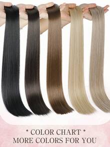 20inch Clip In Hair Extensions, Straight Synthetic Hair Extensions, SuitableSmooth And Silky For Women And Girls Daily Use - Multicolor - View 5