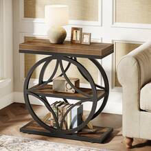 Tribesigns Side Table For Living Room, Narrow Small End Table With 3-Tier Storage, Industrial Bedside Nightstand With Metal Frame, Rustic Brown - Brown - View 6