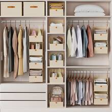 1Piece Hanging Clothes Storage Rack, Large Capacity Wardrobe Organizing Hanging Bag, Foldable Storage Bag, Clothing Classification Storage Cabinet, Suitable For Storing Underwear, Bras, Clothes, Pajamas, Underwear, Pants, Jeans, Socks, T-Shirts, Dresses, Shoes, Etc., With 4 Layers Of Detachable And Individual Use, Essential Storage Items For Bedrooms And Dormitories, Non-Woven Fabric Clothing Storage, Back To School Supplies, Dormitory Supplies, Etc - 彩色 - 查看 7