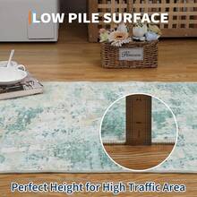 Runner Rug 2x6 Modern Abstract Hallway Rug Washable Area Rug Soft Area Rug For Bedroom Stain Resistant Rugs With Non Slip Backing Low Pile Rug For Kitchen Bathroom - Mint Green - View 4