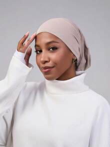 1pc Women's Classic 2-In-1 Turban Headscarf & Non-Slip Hair Clip, Pleated Design, High-Elasticity Jersey Fabric, Moisture-Wicking & Breathable, Suitable For Muslim Daily Life And Gatherings - Multicolor - View 17