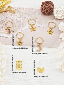 25 piezas Accesorios de joyería para el cabello con estilo sencillo de estrellas, luna y flor de ciruelo para mujeres y niñas (festivales musicales/vacaciones), pinzas de garra, pasadores de cabello, hebillas de cabello - Dorado - Ver 6