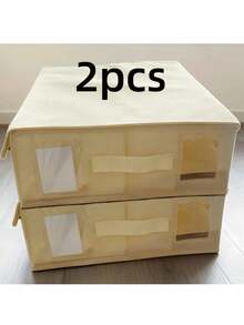 Cutie de depozitare pliabilă 2 buc/1 buc cu mâner, lenjerie de pat, cutie de depozitare pentru pături (potrivită și pentru lenjerie de pat), organizator de depozitare, cutie de depozitare transparentă pentru fereastră (ușor de marcat și clasificat), cadou de Crăciun, depozitare esențială pentru casă.