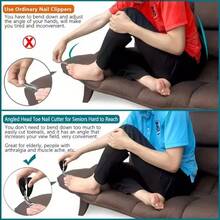 1pc Premium Stainless Steel Nail Clipper, Modern Design With Concave Edge, Wide Opening, Splash-Proof, Long Handle. Curved Callus Remover Suitable For Thick Nails. Fragrance-Free. Suitable For Men And Elderly. - Black - View 2