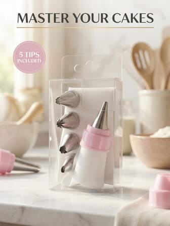 Rostfritt stålspett för bakredskap, tillverkad av rostfritt stål, är hållbar och deformeras inte. Den är lämplig för hemmakök och för spritsning av kakor. Den är lätt att rengöra och samlar inte smuts. Det är ett viktigt spritsverktyg för bakning.