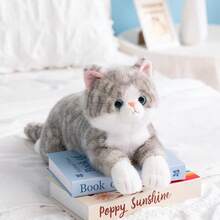 1个逼真猫咪毛绒玩偶，可作女孩卧室伴侣枕；逼真毛绒狗狗，可作男孩礼物 - 彩色 - 查看 3