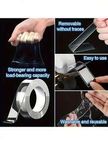 1 Set 1/2/3/5m Super Strong Double-Sided Transparent Tape, Waterproof Reusable Clear Double-Sided Adhesive Tape Suitable For Kitchen And Bathroom Items - Multicolor - View 6