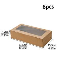 4个/8个装长方形蛋糕盒，带透明窗口，适用于面包、饼干、蛋糕、馅饼、松饼、巧克力、草莓等。 - 彩色 - 查看 12