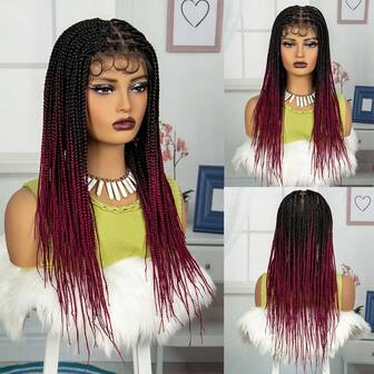 A ANYTIME [Peluca trenzada] Peluca trenzada de encaje completo hecha a mano de 24 pulgadas sin nudos en múltiples colores adecuada para niñas, fiestas de Navidad y Halloween