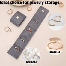 Bolsa de almacenamiento de joyas plegable mini para aretes y collares, organizador de joyas portátil para viajes con múltiples compartimentos, estuche compacto para empaquetar joyas para viajes, almacenamiento en el hogar, organización diaria y protección de accesorios para mujeres - Multicolor - Ver 8