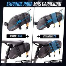Bolsa de Sillín para Bicicleta, Bolsa Impermeable para el Asiento de Bicicleta, Expandible Hasta 2L, Bolsas de Almacenamiento Reflectante Bicicletas Debajo del Asiento Ciclismo Carretera,37327330 - Bronce - Ver 2