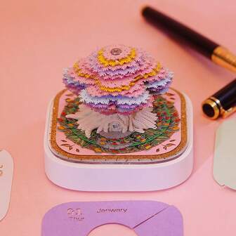 Calendario de escritorio de bloc de notas 2026 - Regalo creativo de vacaciones, decoración de modelo de escultura de papel de casa de árbol panorámica y colorida para amigos y familiares