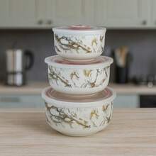 TendenciaPack 3 Tupper Cerámica Recipiente Tapa Hermético ComidaCalidad premium - Gris - Ver 4