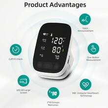 Upper Arm Blood Pressure Monitor, Blood Pressure Monitors For Home Use, Talking Automatic Blood Pressure Monitor LED Color Screen Large BP Cuff 8.7-17 Inche For 2 Users - AES-U382 - Xem 4