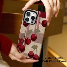 Funda de Teléfono a Cuadros Rojo Cereza, Diseño de Doble Capa a Prueba de Golpes, Duradera y Compatible con los Modelos  17, 16, 15, 14, 13, 12, 11, 8, 7, X, XS, XR, Plus, Air, Pro, Max, SE3, SE2.Regalo de vacaciones perfecto - Colores mixtos - Ver 6