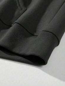 Men's Fashionable Skull & Playing Card Print Drawstring Hoodie With Kangaroo Pocket, Thermal Lined, Autumn/Winter - 深灰色 - 查看 6