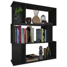 Larryhot Estantería/divisor madera contrachapada negro 80x24x96 cm, Fácil de montar, elegante y hermoso, y conveniente para almacenar artículos, es una opción ideal para el almacenamiento y la decoración del hogar. - Negro - Ver 3