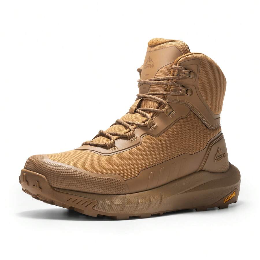 Men's Tactical Hiking Boot Lightweight Cushion Sole Boots for Work All Day Side Zipper Motorcycle Combat Military Boot Arch Support 8 Inches Terrascope