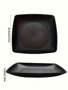 4/6/12pcs Reusable Plastic Square Plates, Black Dinnerware Plates Suitable For Home Kitchen, Dining Room, Dorm, Camping, Picnic, Serving Dishes, Desserts, Snacks - 黑色 - 查看 2