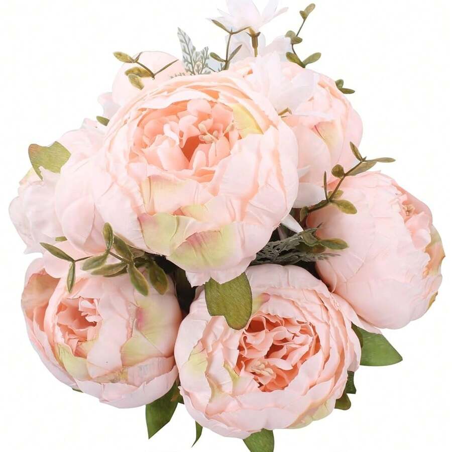 Duovlo Springs Flowers Artificial Silk Peony Bouquets Wedding Home Decoration,Pack Of 1 (Spring Pure Pink),20.87*3.5,SpringPurePink - SpringPurePink - 查看 1