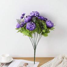Duovlo Artificial Peony Silk Flowers Fake Flowers Vintage Wedding Home Decoration,Pack Of 1 (Medium Purple),20.87*3.5,MediumPurple - 中紫色 - 查看 4