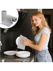 Rollo de Toallas de Microfibra, Trapos de Cocina, Paquete de 50, 25 x 25 cm, Ultraabsorbentes, Reutilizables, Sin Pelusas, para Cocina, Coche, Hogar y Vidrio (Gris),37326149 - verde menta - Ver 2