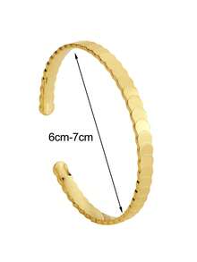 Charm-In 1pc Gold-Plated Disc Chain Open Cuff Bracelet For Women - Fashion Accessory For Daily Wear/Weekend Gatherings, Ideal Gift For Her (Anniversary/Birthday) - Gold - View 4