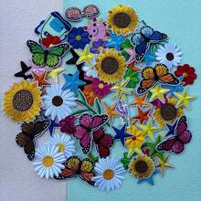 60pcs Random Cartoon Pattern Cloth Patches, Cute Cartoon Style Iron-On/Sew-On Appliques Suitable For Clothes, Bags, Shoes, Hats, Etc.