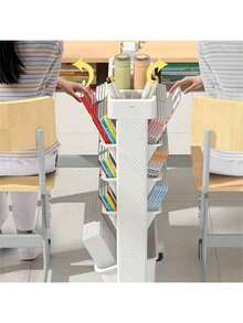 Home Office, Rolling Cart Rolling Book Shelf Storage Trolley, Multi-Functional Movable Storage Book Shelves With Lockable Casters - trắng - Xem 5