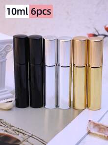 6PCS 10ML Portable UV Glass Refillable Perfume Bottle With Aluminum Atomizer Spray Bottles Sample Empty Containers