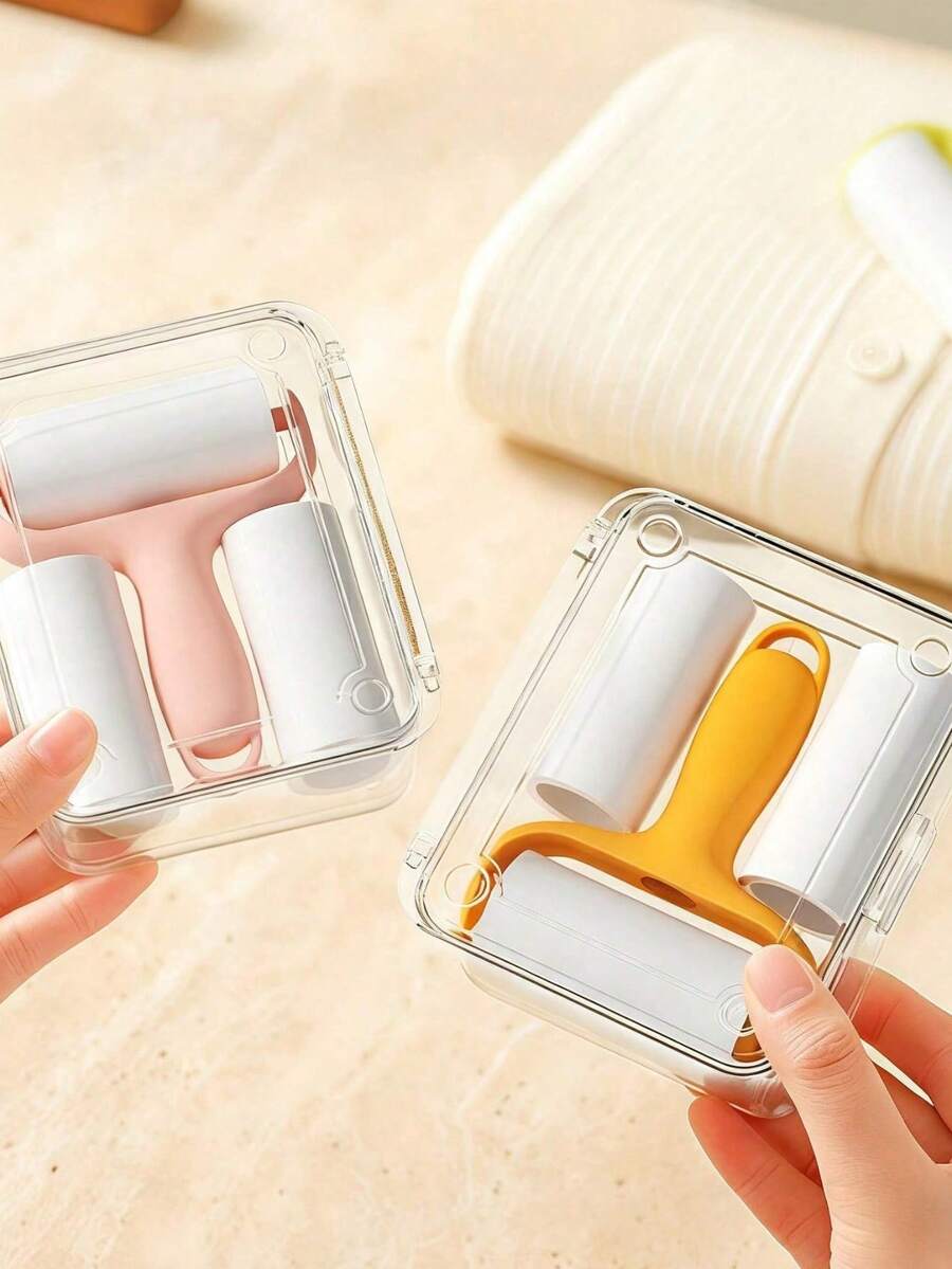 1 Handle + 3 Replaceable Core Lint Roller Kit,Portable Roller Hair Sticking Device: A Roll Of Clean Hair, Mini Carry! Sticking Hair, Removing Pet Hair, Cleaning Paper Scraps, Not Hurting Clothes, Adapting To Multiple Scenes, Clothes/Household Cleaning Artifact,Effortlessly Refreshes Items For Ultimate Practicality. - Màu xanh lam - Xem 1