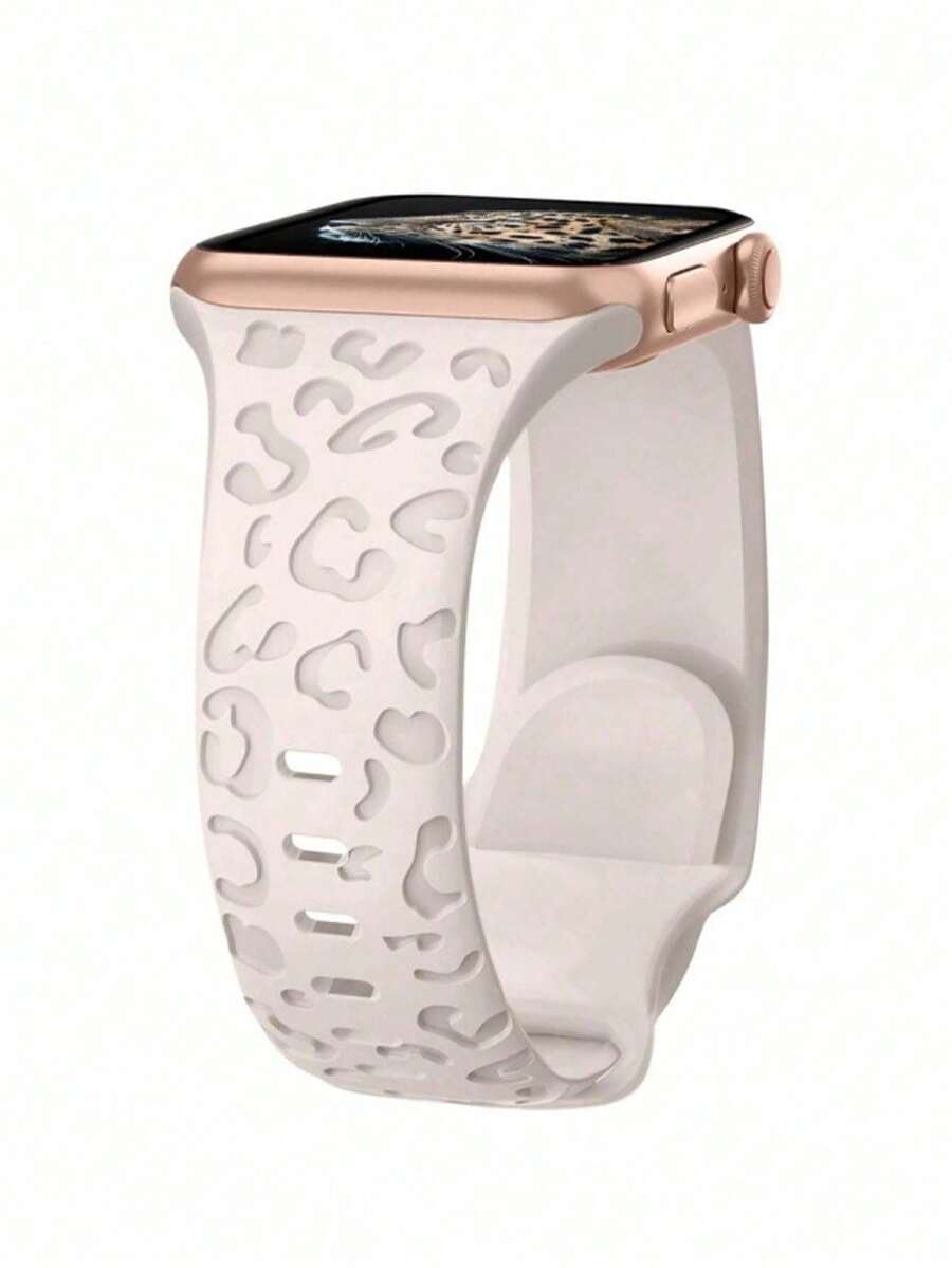Huastonband 適用於 49mm、45mm、44mm、42mm、41mm、40mm、38mm、46mm，星光豹紋雕刻獵豹圖案防水運動矽膠腕帶，相容於 Series 11、10、9、8、7、6、5、4、3、2、1、SE，適合 ，女士黑色夏季海灘配件，父親節、教師節、度假季、畢業季禮物