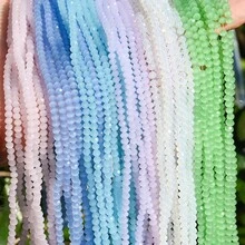 12strip/Set 4mm Bohemian Macaron Color Glass Beads Rondell Faceted Synthetic Crystal Beaded Loose Spacer Beads For Jewelry Making DIY Necklace Bracelet Earrings - Macaron Crystal - View 4