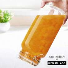 Juego de 3 Tarros de Vidrio Herméticos para Almacenamiento de Alimentos, Frascos de Vidrio, Recipientes de Vidrio de Cocina para Harina, Cereales, Café, Pasta, Incluye etiquetas (Chico 1.5 L).pasta/toper de almacenamiento/contenedor de alimentos - Chico 1.5 L - Ver 6