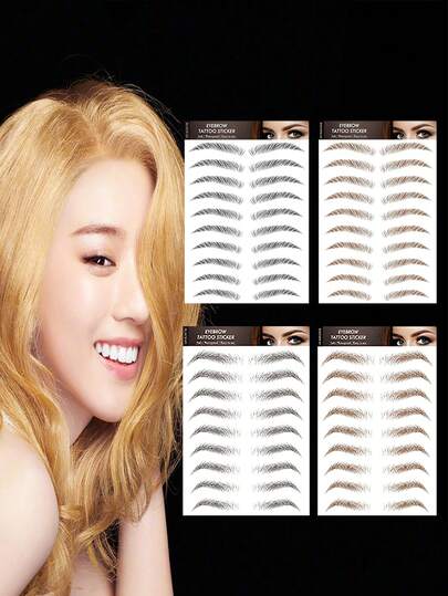 1pc 6D Natural Dark Brown Eyebrow Temporary Tattoo Sticker, Suitable For Women And Girls, Waterproof And Sweatproof, Quick Makeup For Party, Dance, One-Time Fake Eyebrow Tattoo Sticker