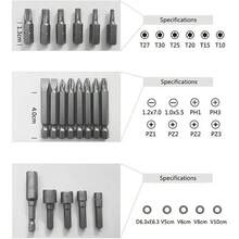 37PCS Electric Screwdriver Bit Set Bits Extension Rod Adapter Hex Shank Tool - Default - View 9