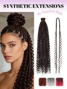 24 Inch Single Strand Double Ended Faux Locs, Felt Locs, Synthetic Locs, Handmade Crochet Locs, African Curly Long Wavy Wigs - Multicolor - View 8