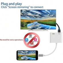 1pc Audio Video Sync Screen Connector, High Definition Display Computer TV Monitor Converter Adapter With Cable, Plug And Play Compatible With Iphone 14 Pro Max/14 Pro/14 Plus/14/13/12/11, Compatible With , Series, Portable Converter - White - View 4