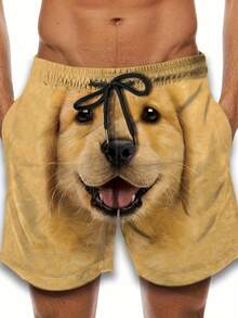 Men'S Funny Dog Face Graphic Shorts - Lightweight Athletic Shorts With Drawstring Waist, Beige Casual Gym & Party Shorts Everyday Streetwear - Pet Lover Apparel - Easy-Care Fabric, Workout Shorts, Hop Style, Comfortable Fit, Active Lifestyle, Design, Breathable Material, Streetwear Lovers, Street Style, 3D Print, Durable Construction, Fitness Enthusiasts - 彩色 - 查看 6