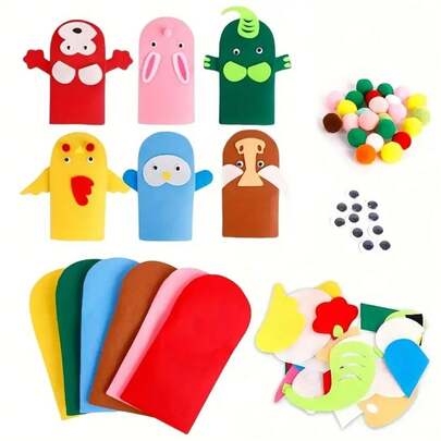 1 Set Kit de Manualidades de Marionetas de Mano - Kit de Materiales de Artesanía de Marionetas de Madera DIY, Kit de Fabricación de Marionetas de Mano, Suministros de Artesanía de Fieltro, ¡Haz tu Propia Marioneta de Mano! Accesorios de Fieltro, Suministros de Fieltro, Entretenimiento Doméstico de Títeres, Temática Animal, Práctico y Duradero, Adecuado para Regalos de Fiesta, Juegos de Reunión, Manualidades DIY, Limpiapipas, Manualidades para Adultos, Regalos de Cumpleaños, Regalos Navideños, Regalos de Ramadán, Eid Al-Fitr, Eid Al-Adha