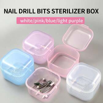 Nail Drill Bit Sterilisation And Cleaning Box Nail Buffing Head Soaking And Drainage Box Nail Polisher Machine Accessories Drill Bit Storage Box Double-Layer Cleaning Box Manicure Tools