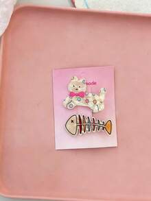 2pcs Cute Cat Animal Hair Clips, Adorable Fun Hair Accessories For Women, Suitable For Daily Wear, Gatherings With Friends,Hair Slide,Claw Clips - Multicolor - View 5