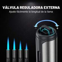 1pcs Encendedor de Butano, 6 Pulgadas Ajustable Soplete de Llama de Chorro de Butano, Reutilizar Encendedor Recargable, para Encender Velas, Gas, Barbacoa, Cocina y Fuegos Artificiales(Plata),37367152 - Naranja Quemada - Ver 5