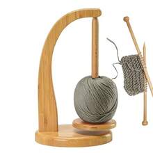 Wooden Yarn Bowl Stand - Adjustable Single-Spool Knitting/Crochet Holder With Stable Base (17.5*18cm) - Redwood - View 2