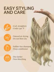 Extensiones de Cabello Halo DOORES, 100% Cabello Humano, 12-22 Pulgadas, 70-120g, Invisible, Gris-Dorado a Dorado y Platino, con Clips Ajustables y Alambre Invisible - T17/22/60 - Ver 5