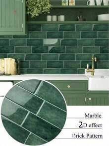 Waterproof Brick Pattern 3D Textured Wall Panels DIY Tiles,Removable Self Adhesive Wall Tile Sticker Kitchen Bathroom Backsplash For Festival Layout - Dark Green - View 1