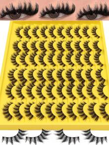 30 Pairs Vampire Style False Eyelashes, DD Curl Natural & Thick, 0.07mm Lightweight Lashes, Suitable For Halloween Costume, Nightclub Makeup, Reusable DIY,Handmade Lengthened Thick Curly Eyelashes Artificial 3D Fuax MinkEyelashes D Curvature Makeup Tools Hot Sellers For Daily Life, Gift For Christmas - 尖尾漫畫款 - 查看 7