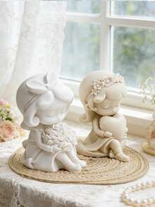 1个心形天使硅胶模具 - 可重复使用，易于脱模，适用于树脂/石膏/蜡烛，情人节/母亲节/圣诞节家居装饰礼物 - 白色 - 查看 5