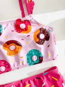 Young Girls Donut Print Bikini Set - Multicolor - View 2