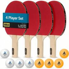 Juego de paletas de ping pong con pelotas de ping pong y funda de transporte juego de 4 o juego de 2 paletas de tenis de mesa raquetas avanzadas de ping pong y accesorios portátiles para - Conjunto de hits de 4 jugadores - Ver 2